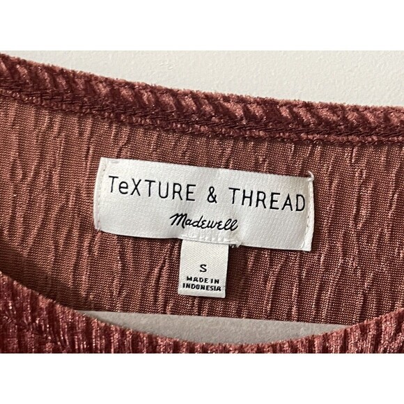 Texture&thread By madewell Women’s Small Cranberry Mauve Crushed Velvet Top - Picture 4 of 5